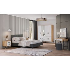 Kumode ar durvīm DANTE DT11, Ozols cremona/Balts matēts/Melns